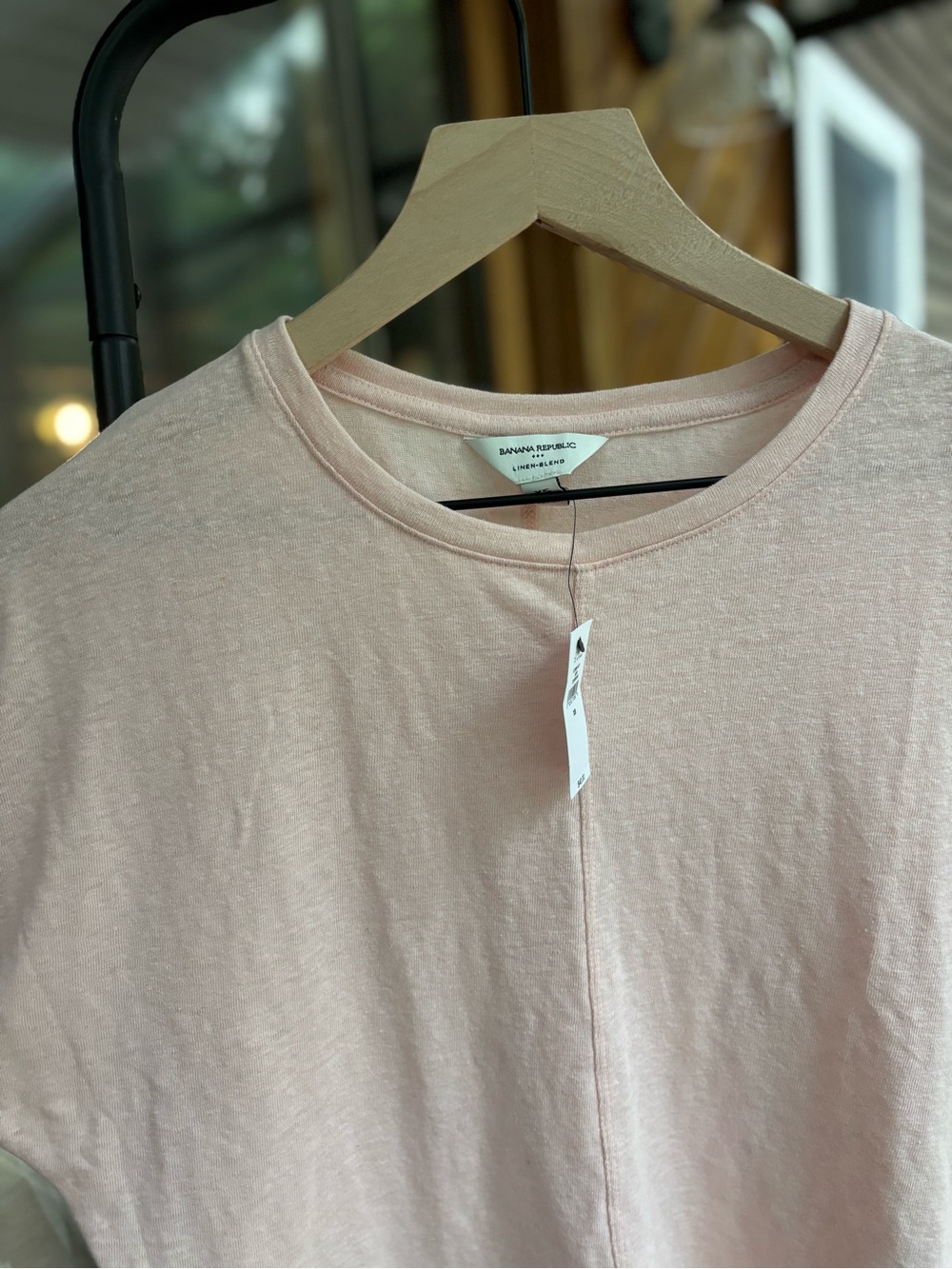 Banana Republic Relaxed Boxy Crewneck Tee in Pale Pink - Picture 2 of 5